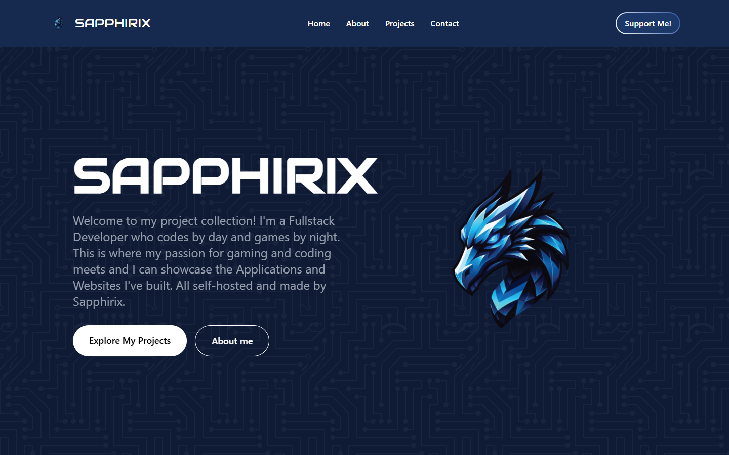 Sapphirix project screenshot showing the hero section